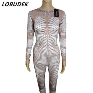 Wholesale ds dance for sale - Group buy 3D Printing Personality DJ DS stage costumes Leotard Elastic Flash Crystals Jumpsuit Nightclub Singer Bar Lead Dance performance stage wears