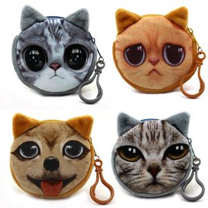 コインの財布財布の女性3D猫かわいい顔動物大きな顔の変更ファッションのかわいい小さなジッパー袋は女性のための財布を変える