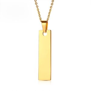 Gouden kleur bar ketting hanger geschenken voor haar roestvrijstalen gepersonaliseerde naamdatum liefde woorden vriendschapskettingen