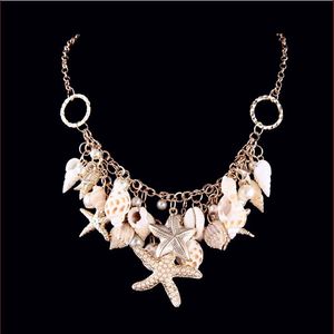 Grossist Ny Fashion Beach Vindskal Conch Star Hänge Halsband Månsken Gemstone Ocean Element Halsband för kvinnor Smycken Accessorie