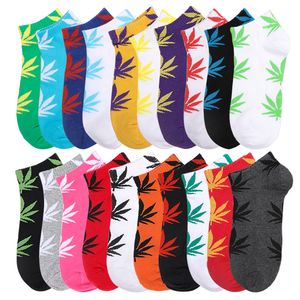 Low Cut Ankle Socks Women Mens Sock with Print of Leaves Unisex Free Size Cotton Skateboard Boat Ship Socks Christmas Gift pair pieces