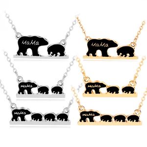 çocuklar için gümüş kolye toptan satış-Mama Bear Etiketi Kazınmış Hayvan Kolye Kolye Altın Gümüş Anne Çocuklar Aşk Kolye Basit Moda Anne Çocuk Takı Bırak Gemi