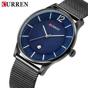 Curren Top Brand Mężczyźni Ultra Cienkie zegarki kwarcowe Męskie Data Dispaly Wristwatches Mężczyzna Proste Zegary analogowe Relogio Masculino