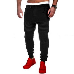 düşürmek kası pantolon erkekler toptan satış-Erkek Pantolon Erkek Tasarımcı Harem Joggers Ter Elastik Manşet Damla Crotch Biker Erkekler için
