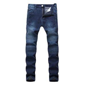 2018 Men s Jeans Classic Direct Stretch Dark Blue Business Casual Denim Pants Slim Scratched Long Trousers Gentleman Cowboys