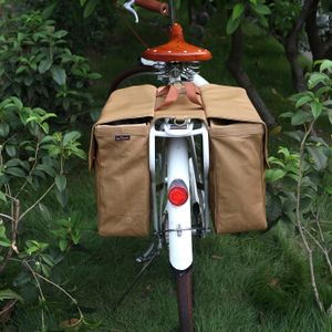 Tourbon Vintage Waterproof Canvas Bicycle Pannier Bag L Cycling Bike Back Seat Rear Rack Trunk Two Storage Bags Durable Retro