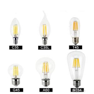 dimmbare led-globen. großhandel-Dimmbare LED Glühlampen Filamentlampe W W W W Hochleistungsglas Globus Birne V V V Retro LED Edison Lampe Kerzenlichter