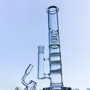 Straight Tube Glass Bong Triple Dab Rig Birdcage Perc Hookahs Water Pipes Oil Rigs Bongs For Smoking With Banger Bowl HR316