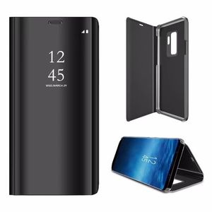 samsung galaxy s10 con el soporte al por mayor-Espejo de lujo Clear View Case para Samsung Galaxy Note S6 S7 S9 S9 S10 Plus S10 Plus S10 lite cubierta del teléfono Base de galjanoplastia soporte vertical