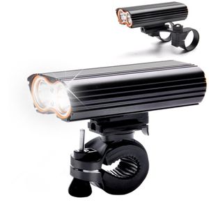 USB Oplaadbare Fietsverlichting 2000LM MTB Safety Flashlight LED Fiets Voorstuur Lichten +2 Mount Houder Cycle Accessoires