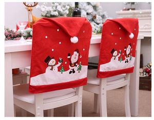 Nonwoven chair cover Cartoon elderly Snowman stool case Christmas hat chairs set Sashes back covers festival decorations