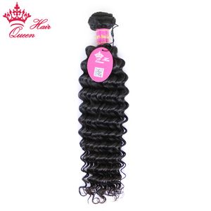 Drottning Hair Products Brasilianska Deep Wave Curly Virgin Hair Mänskliga hårvävningar till salu