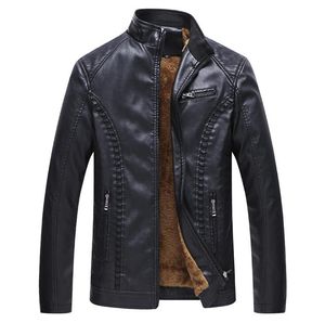 siyah kış ceket erkek toptan satış-Kış Deri Ceket Erkekler Süper Sıcak Astar PU Ceketler Siyah Artı Boyutu XL Iş Rahat Erkek Mons Erkek
