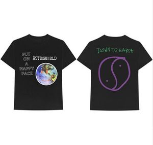 gelenler giyim toptan satış-Erkek T Shirt Astroworld Mutlu Yüz T Shirt Gelenler Erkek Hip Hop Giyim Merch Dünyası Baskılı Tees