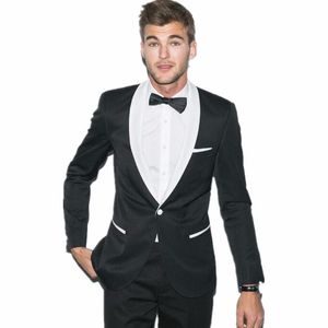 Wholesale h button for sale - Group buy New Fashion One Button Black Groom Tuxedos Groomsmen Shawl Lapel Best Man Blazer Mens Wedding Suits Jacket Pants Tie H
