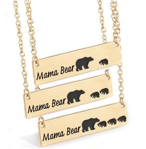 silver polar bears großhandel-Silbergold überzogene Bar Halskette Polar Mama Bär Halskette Geschenke für Mutter Frau Muttertag Geschenk Geburtstag Erinnerung