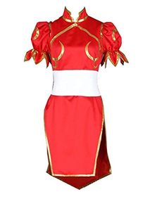 Halloween Cosplay Dress Chun Li Red Fighting Cheongsam