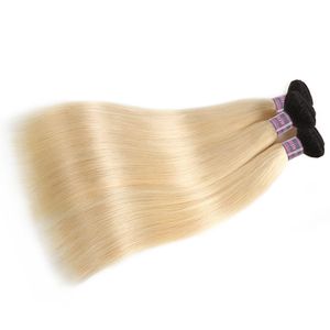 26inch tecer. venda por atacado-IsHow produtos T1B cor loira pacotes retos extensões de cabelo humano brasileiro inch remy tecer cabelo peruano para mulheres todas as idades