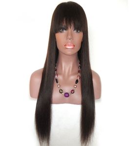 insan saç dantel peruk satışı toptan satış-Tutkalsız Işlenmemiş Güzellik Yumuşak Parlatıcı Patlama Virgin İnsan Saç Doğal Renk Ipeksi Düz Uzun Tam Dantel Üst Peruk Satılık