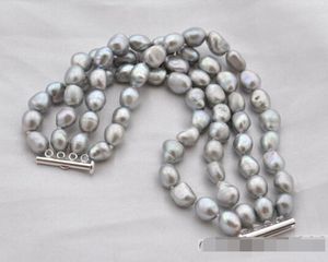 perle d'eau douce 12mm achat en gros de Bracelet de perles d eau douce grises baroques gris mm avec livraison gratuite4