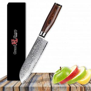 japanese chef knife оптовых-Grandsharp дюймовый нож Santoku Нож из дамасской стали слоев Японская сталь из дамасской стали Японский нож для шеф повара Santoku Kitchen Chef