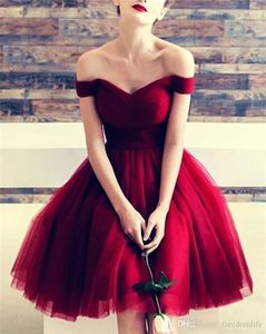 Seksowne Red Bal Suknie Eleganckie Off Ramię Wielopięciowe Ruffles Linia Tutu Spódnica Homecoming Dress Suknie Koktajl Gowns
