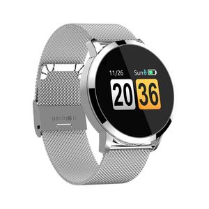 oled ekran saati toptan satış-Q8 Akıllı İzle OLED Renk Ekran Smartwatch Kadınlar Moda Spor Izci Kalp Hızı Monitörü Android Cep Telefonu Için iPhone XS