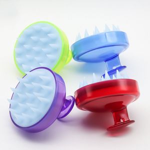 badeshampoo großhandel-Shampoo Kopfhaut Massagebürste Komfortable Silikon Haar Waschen Kamm Körperbad Spa Abnehmen Massagebürsten Personel Gesundheit Farbe WX9