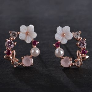 Blomma stud örhängen för kvinnor guld färg fjäril örhänge koreanska söta örhängen mode smycken metall uttalande örhänge