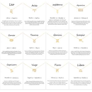 halsketten bernstein großhandel-12 Constellation Kreative Anhänger Farbe Kette weiblich Claviclekette Zubehör europäischen und amerikanischen Modeschmuck Card