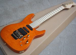 rose guitare achat en gros de Deux couleurs de guitare électrique avec Floyd Rose Matériel d or Flamme placage d érable peut être personnalisé comme demande