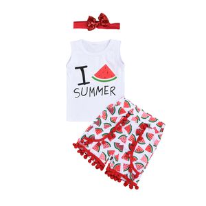 Wholesale baby girl cool clothes for sale - Group buy 2020 Y Cute Toddler Girl Summer New Ice cream Print Sleeveless Tops Vest Watermelon Shorts Cool Kids Baby Girl Clothes