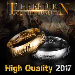 hobbit yüzükleri toptan satış-Altın Renk Hobbit Hediye MIDI Yüzük Paslanmaz Çelik Bir Güç Takı Halkaları Lord Yüzük Kadınlar ve Erkekler Yüksek Kalite BR R059