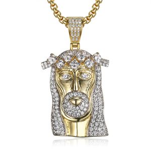 ingrosso pendenti di diamanti di jesus-Nuovo stile placcato oro Gesù collana pendente collana micro lastricata con diamante simulato fascino bling regalo gioielli hip hop