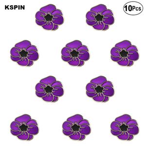 Purple Poppy Flower Badge Lapel Pin Flag badge Brooch Pins Badges 10Pcs a Lot