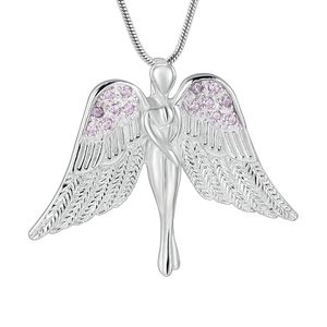Wholesale guardian angel jewelry resale online - LKJ10083 Inlay Shiny Zircon Guardian angel Cremation Jewelry For Ashes Of Loved One Memorial Urn Necklace Women Keepsake Pendant