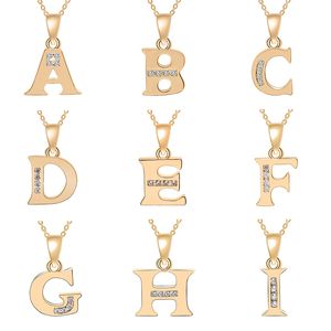 Gold A T All English letters fashion lucky name Monogram chain pendant necklace alphabet Initial sign friend woman mother men s family gifts jewelry