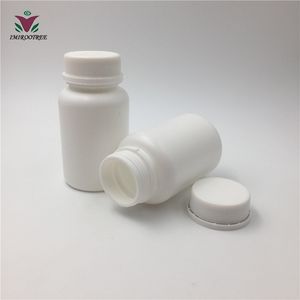 50 stks ml cc HDPE White Hervulbare Vitamin Capsules Flessen met Sabotaged Caps
