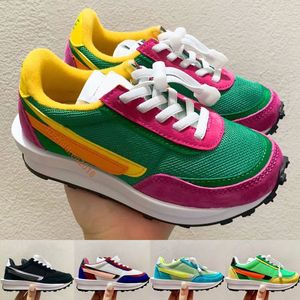 Wholesale green sneakers for boys resale online - Top LDWaffle Kids Running Shoes Toddler Sneakers Pine Green Black White Yellow Multi Boys Girls Outdoor Trainers Size