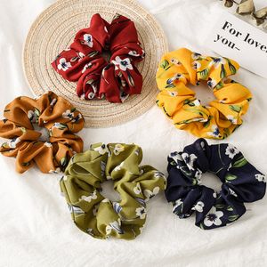 Spring Flower Headbands Hair Scrunchies Ponytail Holder Soft Stretchy Hair Ties Vintage Elastics Bands for Girls Accessories