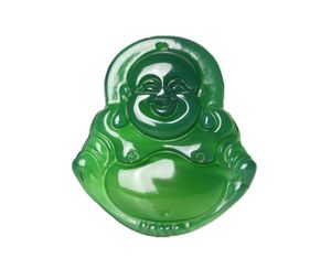 Fine Jewelry pure natural Handmade green agate Lucky Happy laughter Maitreya Buddha Pendant necklace