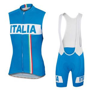 sport italia оптовых-Мужчины летняя Италия команда велосипед без рукавов Джерси нагрудник шорты установить быстрый сухой дышащий горный велосипед одежда дорожная велосипед спортивный костюм Y062405