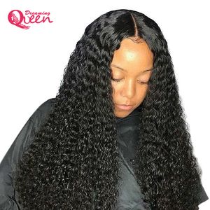 queens lace front wigs toptan satış-Rüya Kraliçe Kısa Kıvırcık x4 Dantel Ön Peruk Öncesi Klumped Bebek Saç Ile Brezilyalı Remy İnsan Saç Bob Peruk Siyah Kadınlar Için