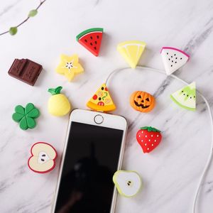 Wholesale phone charger cable protector resale online - Soft Cute Cartoon Fruit Cable Bite Phone Charger Cable Protector Cord Data Line Cover Decorate Smartphone Wire Accessories