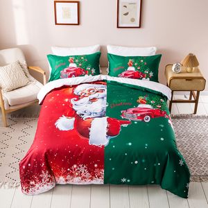 Padrão Car Feliz Natal clássico 3Pcs / Set Printing conjuntos de cama macia 100% algodão Lençois Cama de saída em Promoção