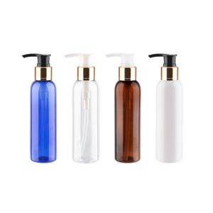 30 sztuk partia Gold Aluminium Collar Pallar Butelki pompy używane do szamponu Żel prysznicowy ml Pet Container Kosmetyczne Opakowanie podróżne