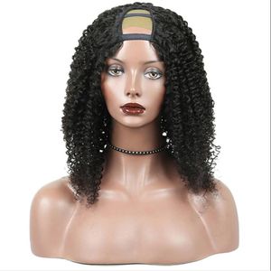 Kinky Curly U Part Wig Virgin Hair Unprocessed Peruvian Human Hair U Part Wigs For Black Women Middle Partline Small Large Cap