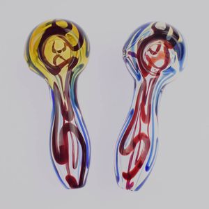 unique hand blown glass pipes оптовых-Multi Color Щелево ручной трубы Pyrex стекло табачная ложка уникальный горшок трубы курить кусочки