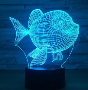3D LEDの夜の薄い魚のデザイン7色のタッチスイッチLEDライトプラスチックランプシェープ3D USB電動夜の光の雰囲気のノベルティ照明