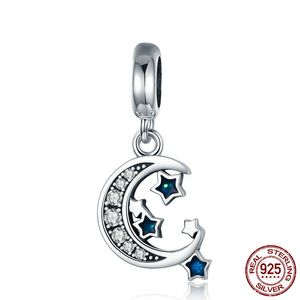 Real Sterling Zilveren Hanger Crescent Moon Stars Jewellry Dames Charm Fit Armband Sieraden Minimalistische Dames Accessoires Bijoux
